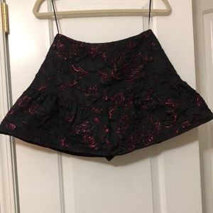 Amanda Uprichard Black and Pink Floral Skirt Skort